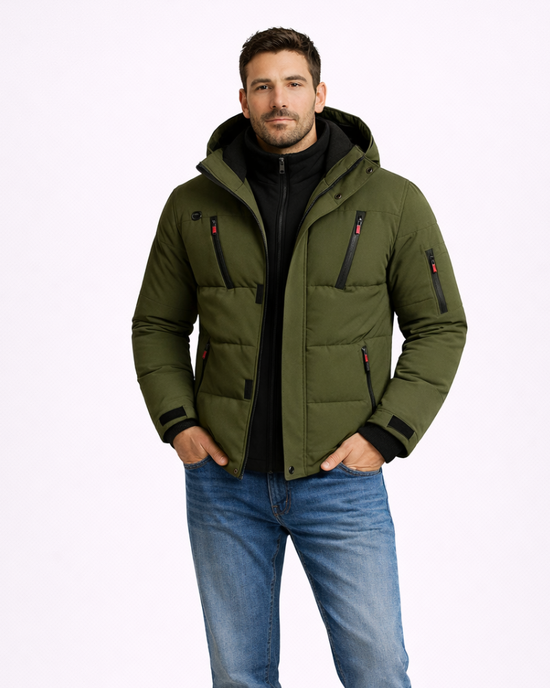 Leo Giacca Invernale Uomo Impermeabile – Cappotto Antivento con Cappuccio Caldo