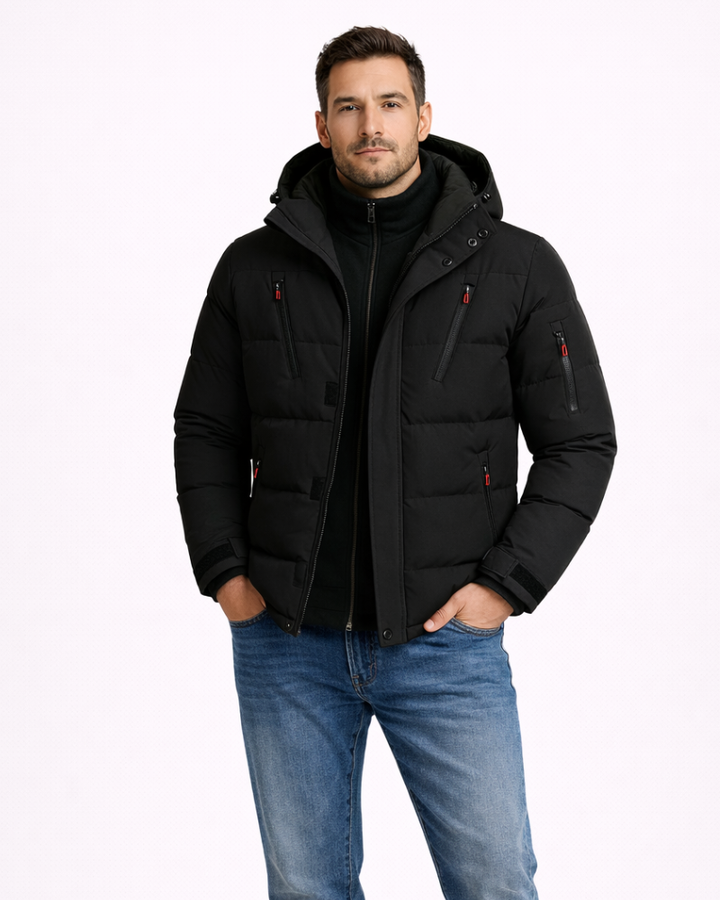 Leo Giacca Invernale Uomo Impermeabile – Cappotto Antivento con Cappuccio Caldo