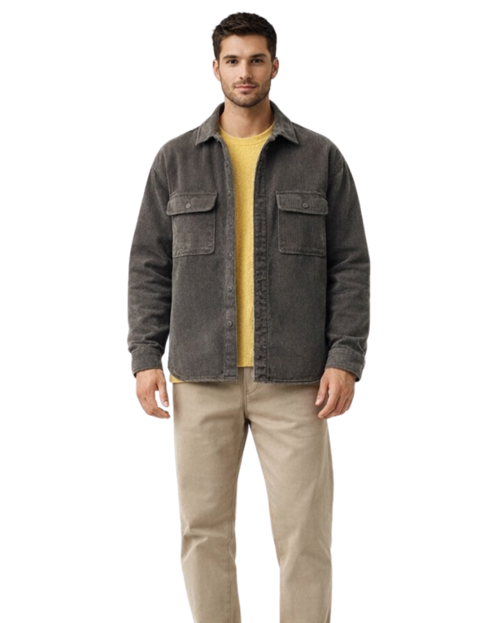 Carlo Giacca Uomo Velluto a Coste – Cappotto Sherpa Caldo Vintage in Cotone Egiziano