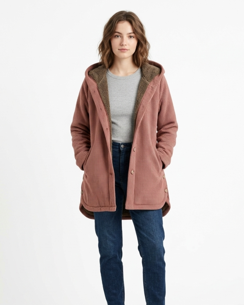 Clarissa Geacă de damă de iarnă – Palton călduros cu glugă, stil casual confortabil