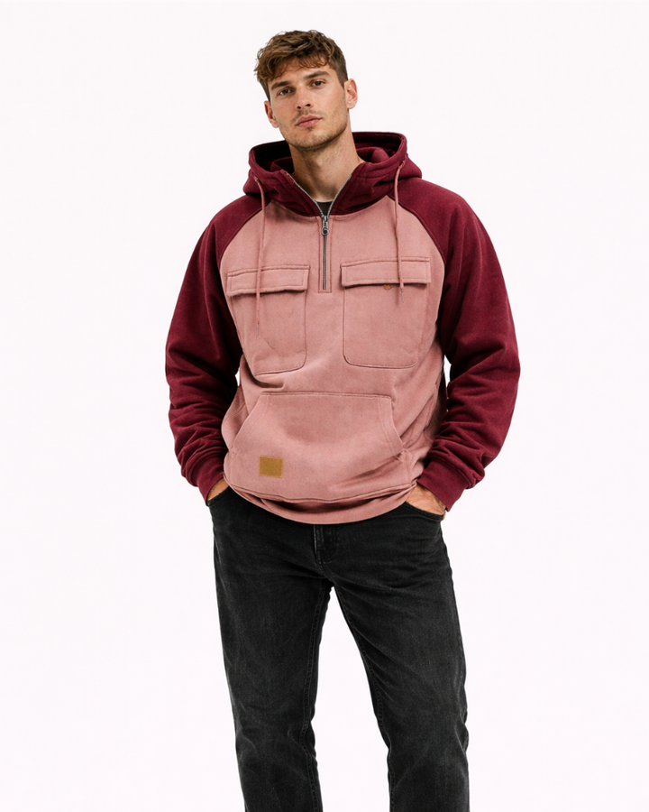 Brixton Pánská Mikina s Kapucí – Dvoubarevná Ležérní Mikina s Kapsami, Podzimní Hoodie