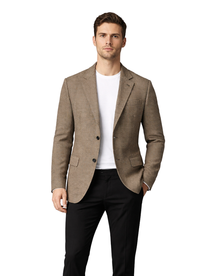Victor Giacca Bărbați din Lână – Palton Elegant Slim cu Model Clasic în Carouri