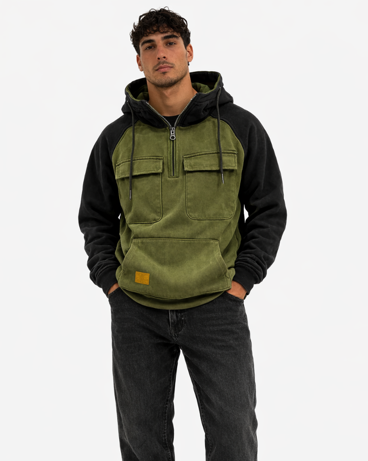 Brixton Pánská Mikina s Kapucí – Dvoubarevná Ležérní Mikina s Kapsami, Podzimní Hoodie