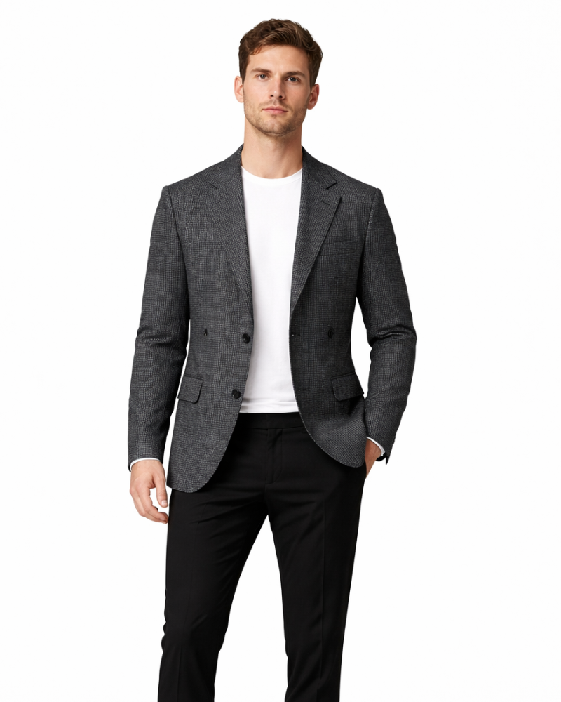 Victor Giacca Bărbați din Lână – Palton Elegant Slim cu Model Clasic în Carouri
