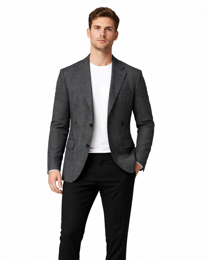Victor Giacca Bărbați din Lână – Palton Elegant Slim cu Model Clasic în Carouri