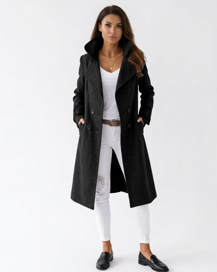 Lulu Cappotto Donna Lungo Elegante – Cappotto Invernale con Collo Sartoriale Caldo Stile Moderno