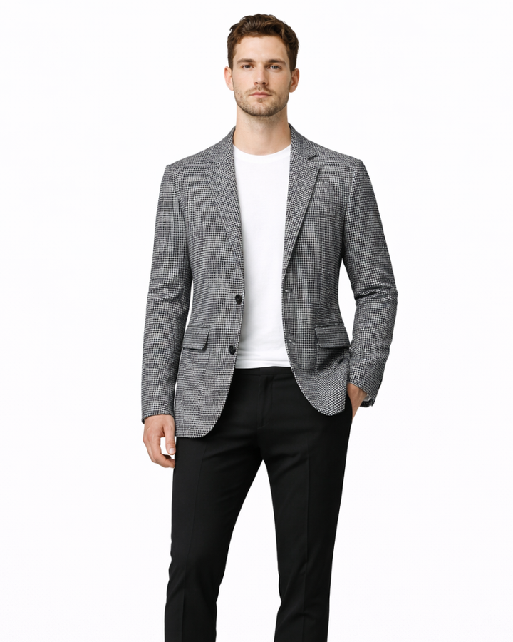 Victor Giacca Bărbați din Lână – Palton Elegant Slim cu Model Clasic în Carouri