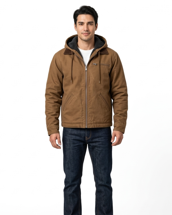 Stefano Giacca Męska Vintage Outdoor – Kurtka Zimowa z Kapturem i Kieszeniami