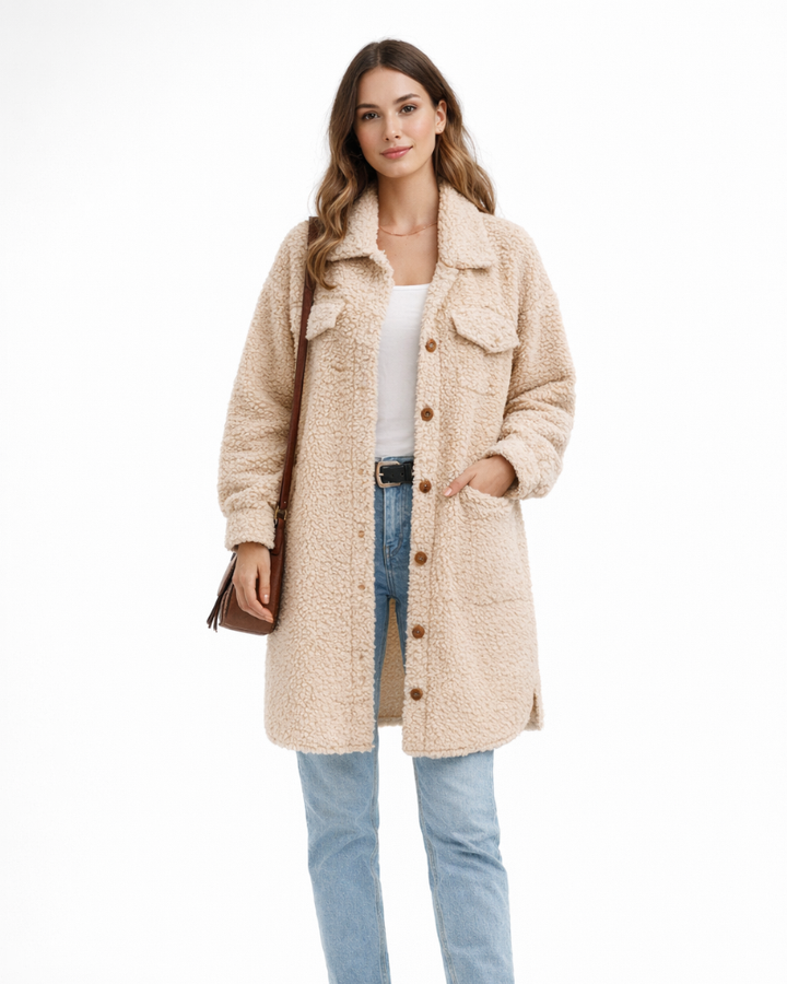 Sherrie Cappotto Teddy Donna Oversize – Weicher und Warmer Wintermantel im Modernen Stil