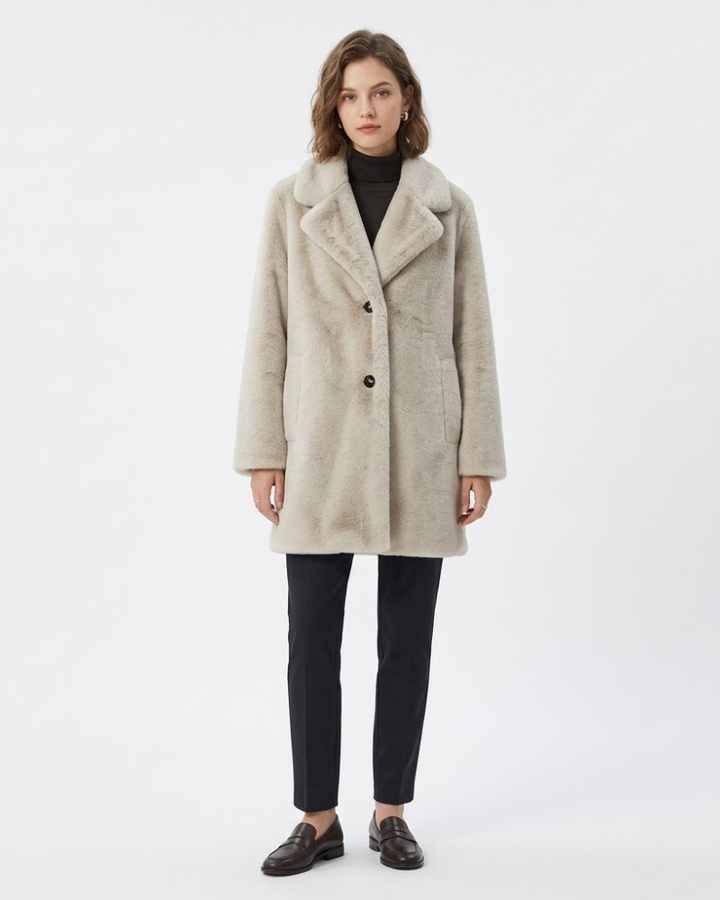 Sharma Cappotto Teddy Donna Lungo – Cappotto Invernale Morbido Maniche Lunghe Stile Moderno