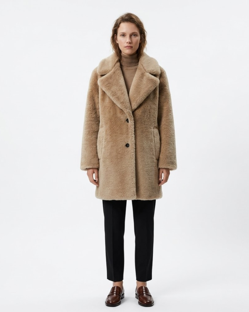 Sharma Cappotto Teddy Donna Lungo – Cappotto Invernale Morbido Maniche Lunghe Stile Moderno