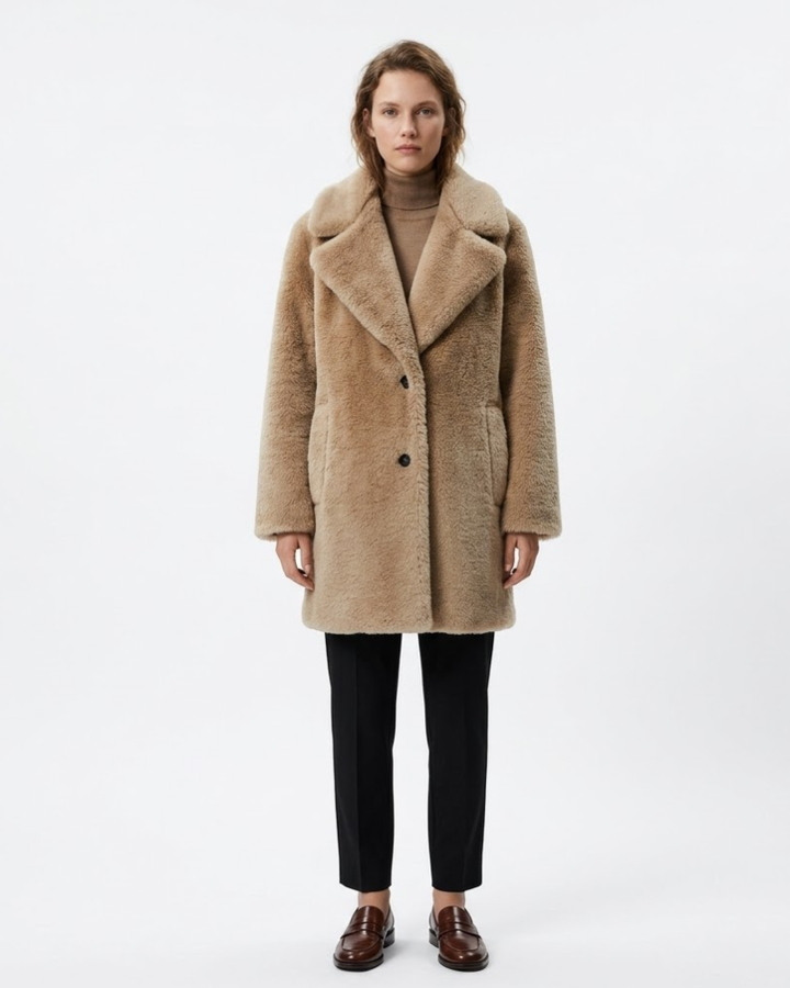 Sharma Cappotto Teddy Donna Lungo – Cappotto Invernale Morbido Maniche Lunghe Stile Moderno