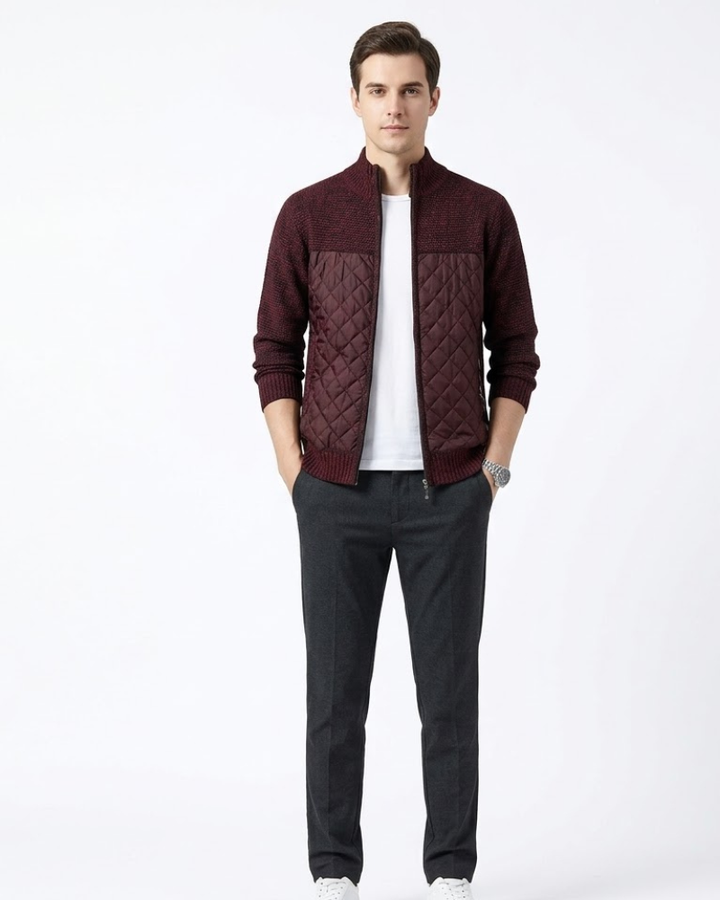 Zephyr Giacca Uomo Ibrida Trapuntata – Giacca Maglia con Zip Collo Alto Stile Urbano