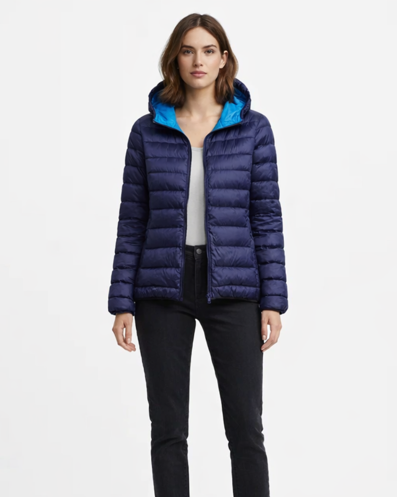Anastasia Geacă de damă reversibilă – Jachetă ultraușoară cu glugă impermeabilă