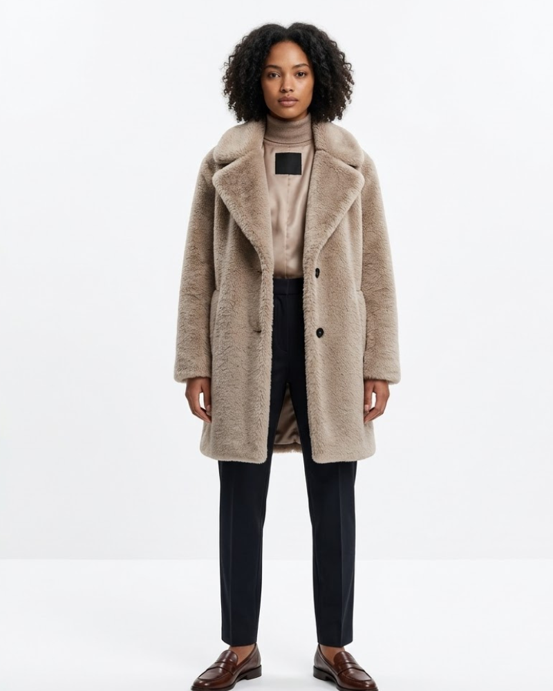 Sharma Cappotto Teddy Donna Lungo – Cappotto Invernale Morbido Maniche Lunghe Stile Moderno