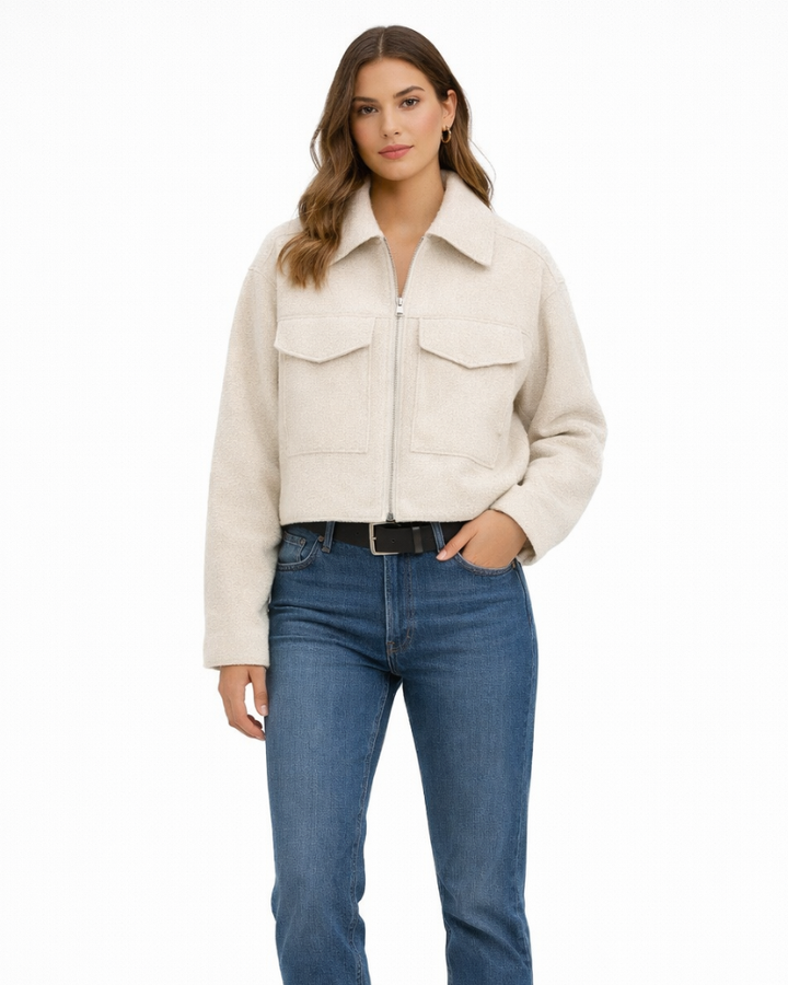 Sopia Giacca Donna Elegante – Giacca Zip con Collo Revers Vintage, Giacca Casual Chic