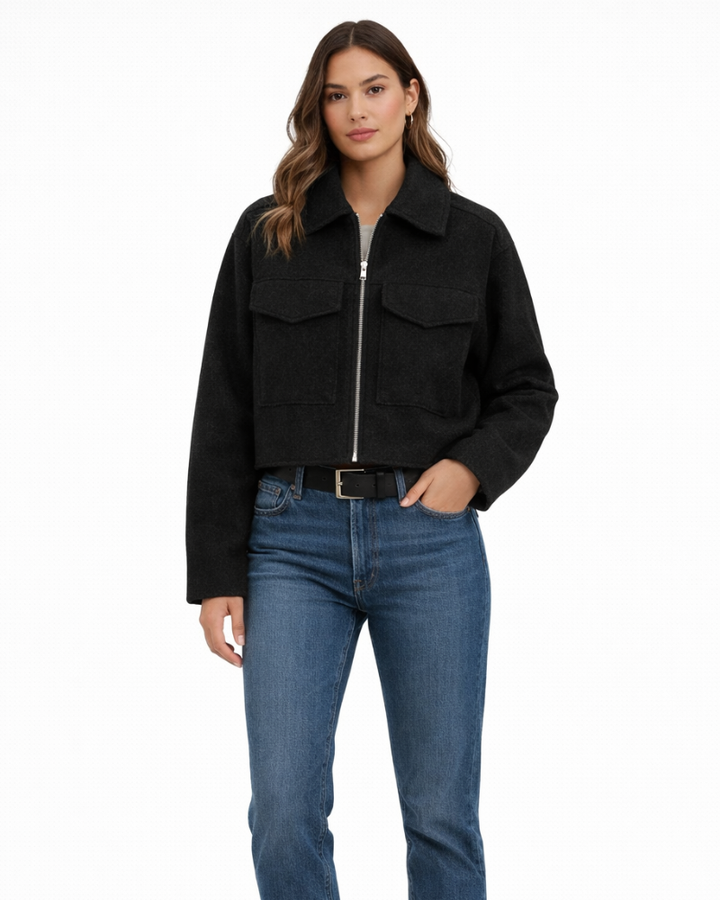 Sopia Giacca Donna Elegante – Giacca Zip con Collo Revers Vintage, Giacca Casual Chic