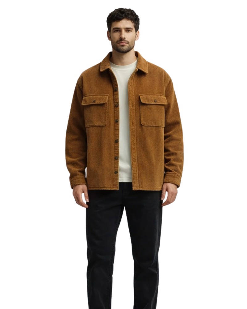Carlo Giacca Uomo Velluto a Coste – Cappotto Sherpa Caldo Vintage in Cotone Egiziano