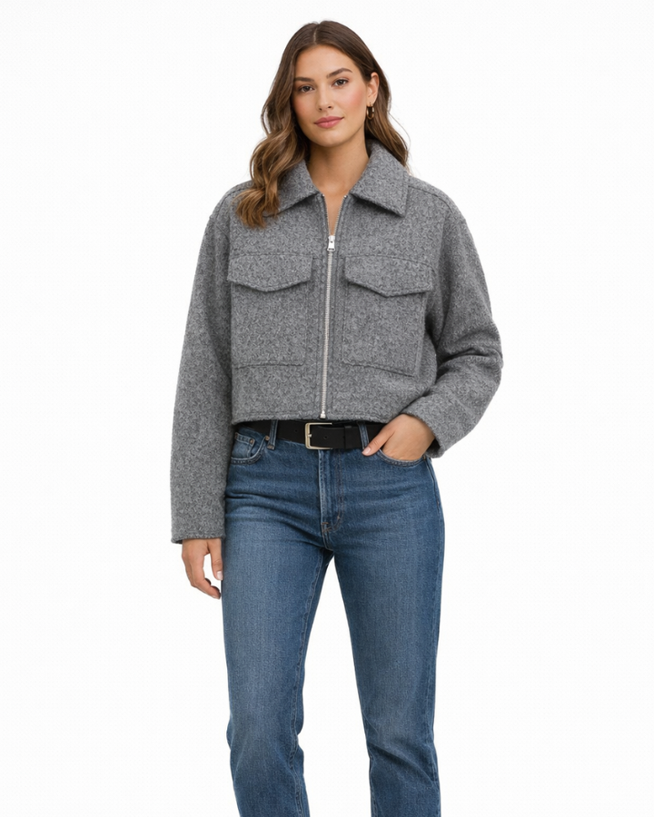 Sopia Giacca Donna Elegante – Giacca Zip con Collo Revers Vintage, Giacca Casual Chic