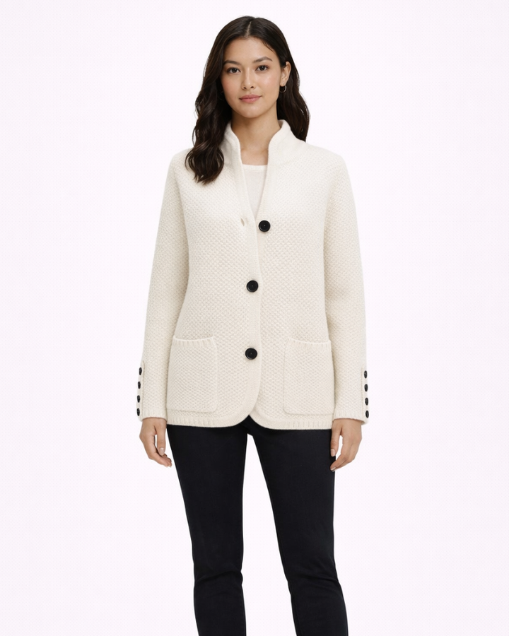 Cardigan Poppy pentru femei din lână – Pulover elegant cu nasturi, croială lejeră