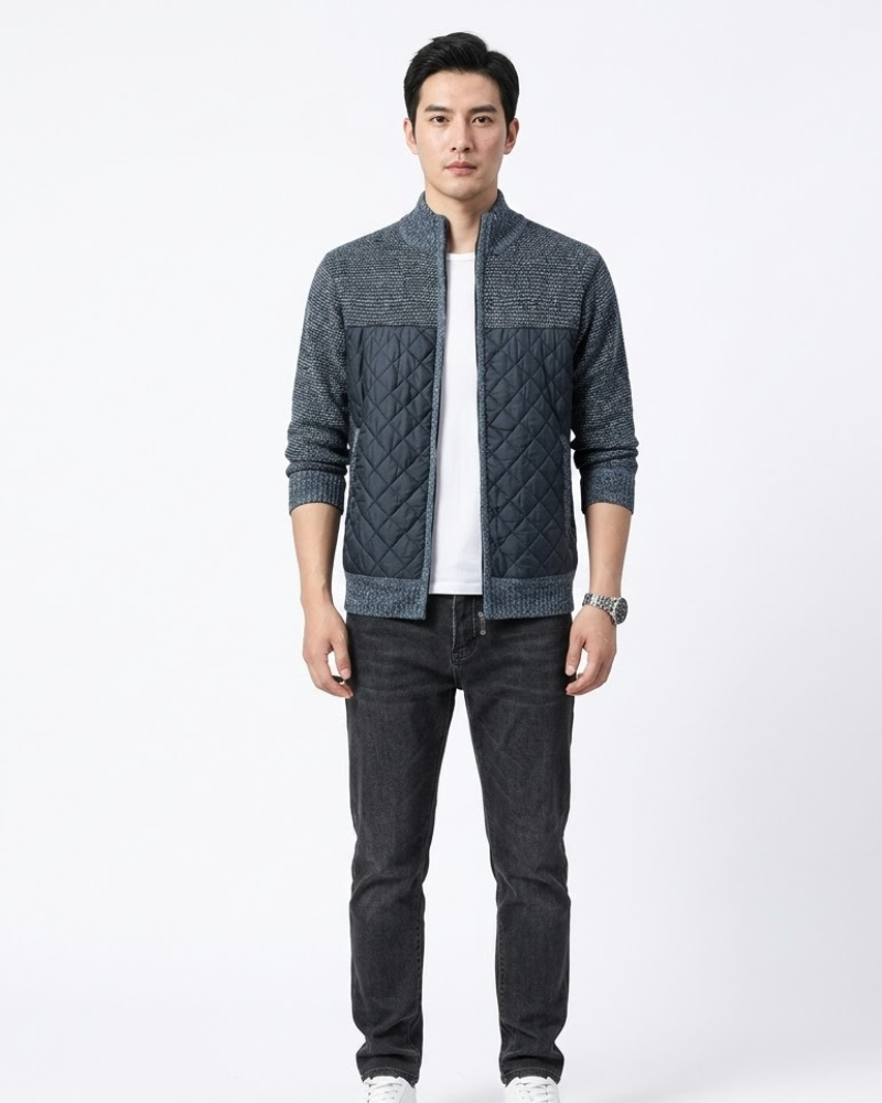 Zephyr Giacca Uomo Ibrida Trapuntata – Giacca Maglia con Zip Collo Alto Stile Urbano