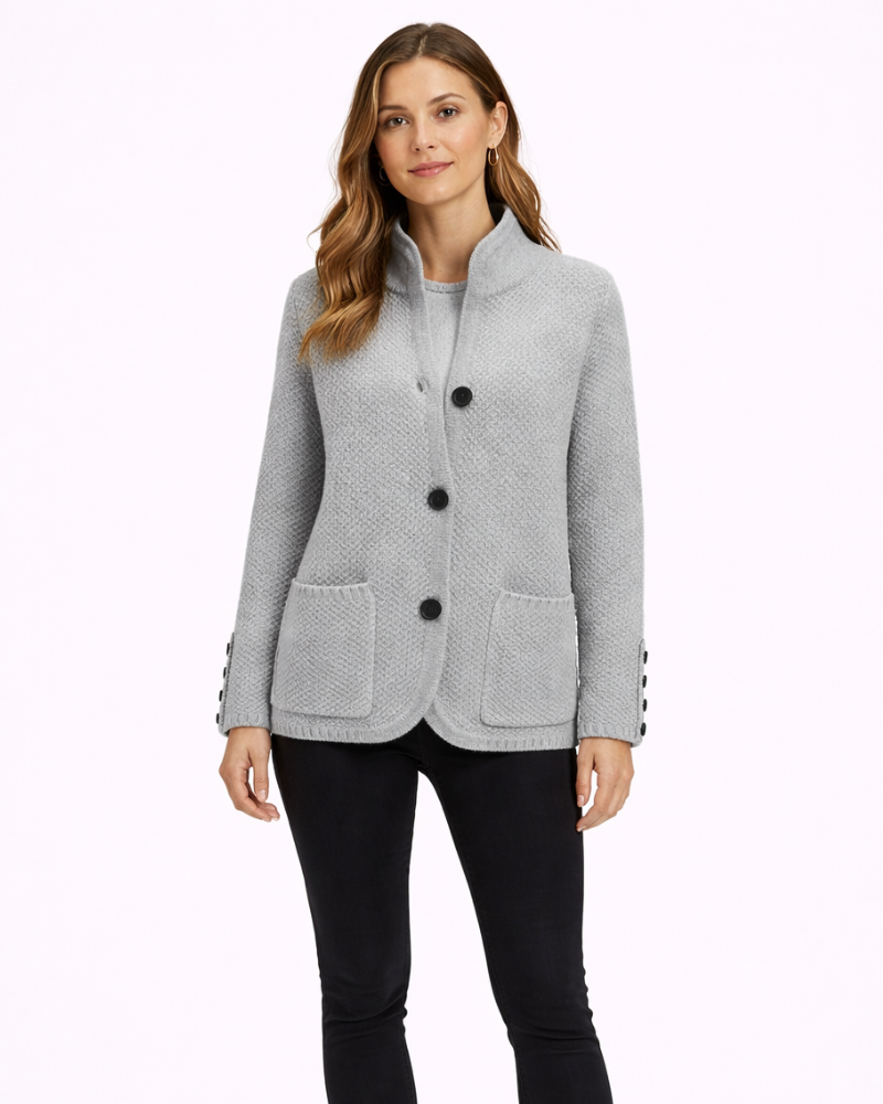 Cardigan Poppy pentru femei din lână – Pulover elegant cu nasturi, croială lejeră