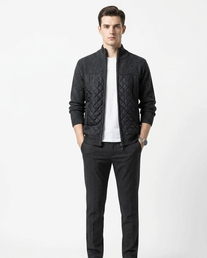 Zephyr Giacca Uomo Ibrida Trapuntata – Giacca Maglia con Zip Collo Alto Stile Urbano