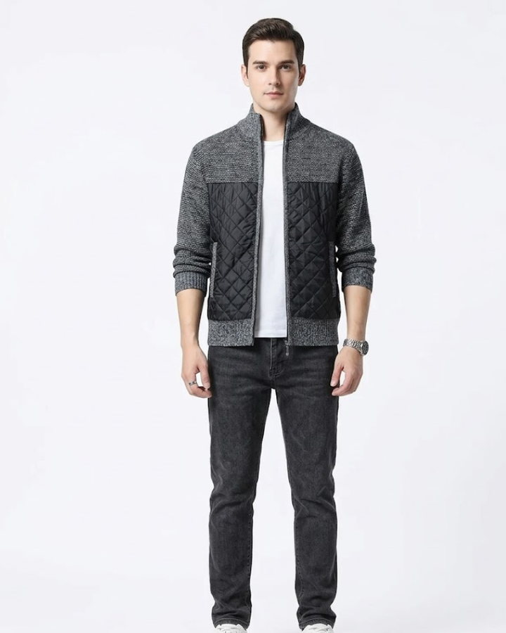 Zephyr Giacca Uomo Ibrida Trapuntata – Giacca Maglia con Zip Collo Alto Stile Urbano