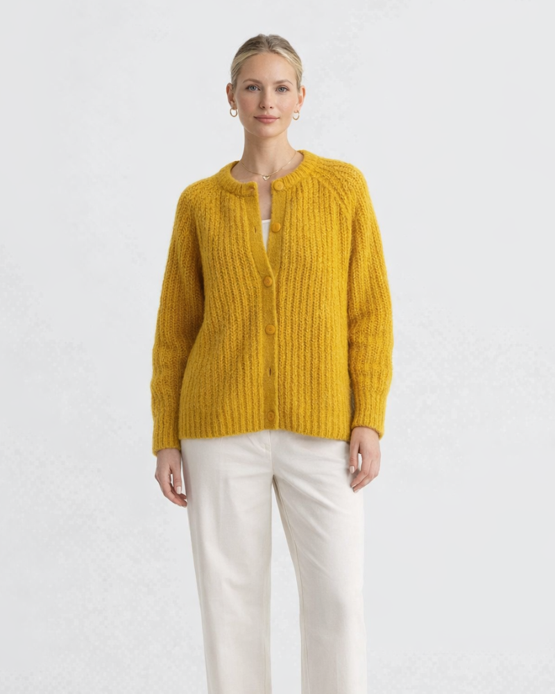Zinnia Dámský kardigan z pleteniny – Elegantní kardigan s knoflíky, měkký ležérní svetr