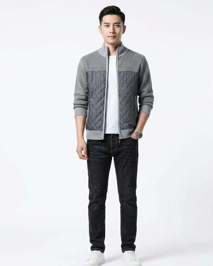 Zephyr Giacca Uomo Ibrida Trapuntata – Giacca Maglia con Zip Collo Alto Stile Urbano