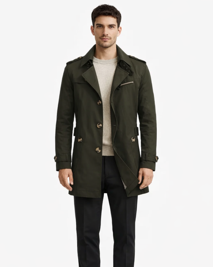 Archie Giacca a Vento Herren Gefüttert mit Fleece – Eleganter Langer Mantel aus Warmem Baumwollstoff