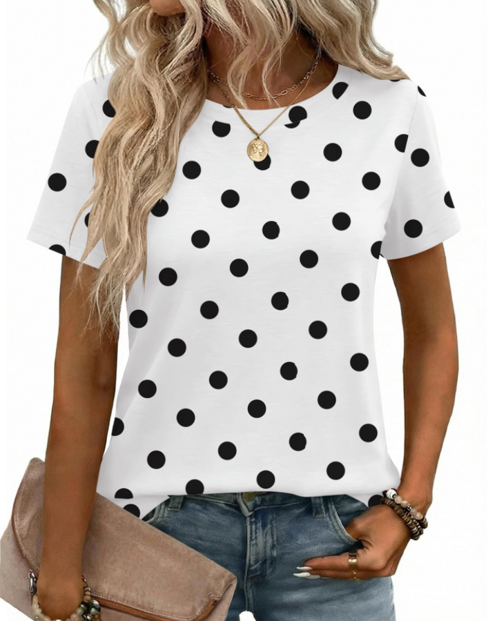 Tricou Kalira pentru femei – Guler rotund, material moale elastic & top casual de bază