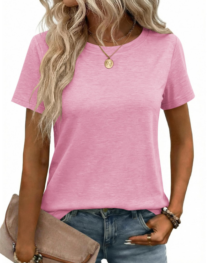Tricou Kalira pentru femei – Guler rotund, material moale elastic & top casual de bază