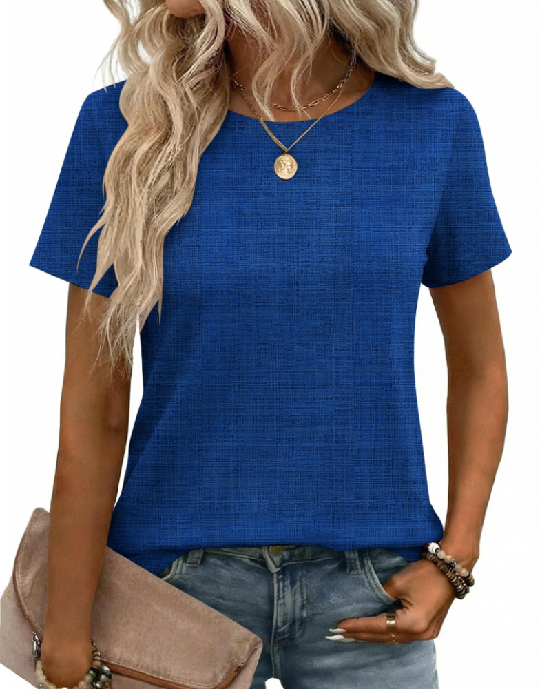 Camiseta Kim para mujer – Cuello redondo, mangas cortas y básico elástico casual
