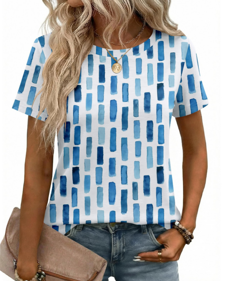 Camiseta Kim para mujer – Cuello redondo, mangas cortas y básico elástico casual