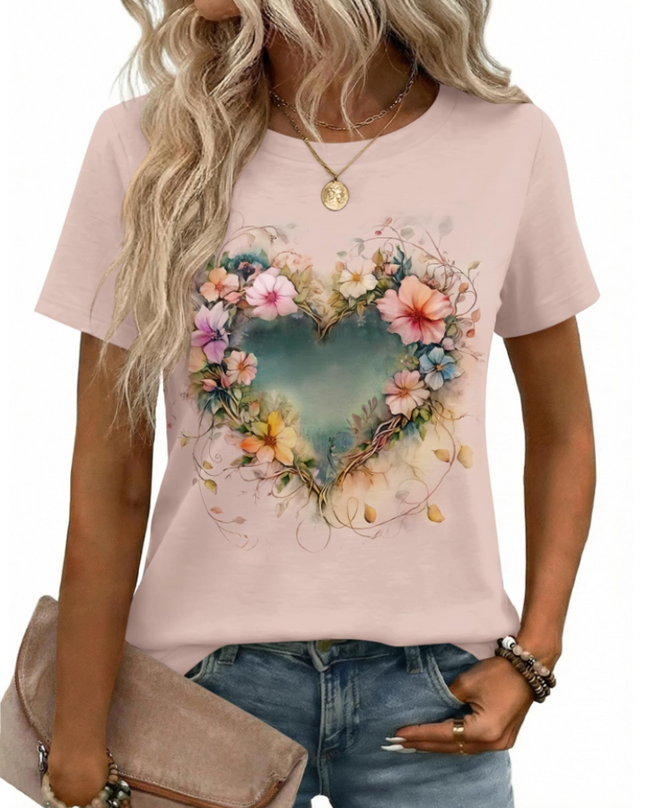 Camiseta Kim para mujer – Cuello redondo, mangas cortas y básico elástico casual