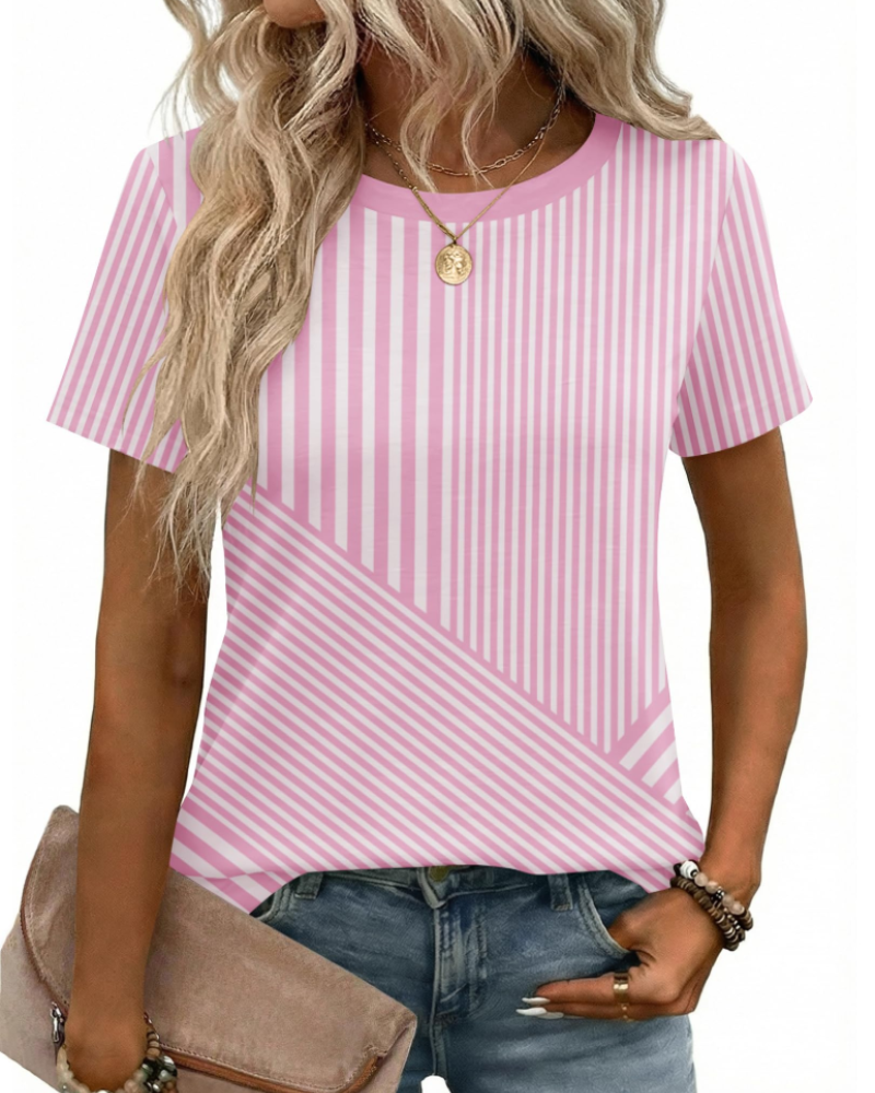 Camiseta Kim para mujer – Cuello redondo, mangas cortas y básico elástico casual