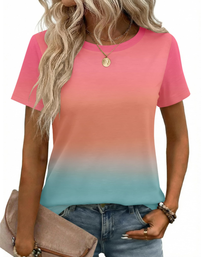 Camiseta Kim para mujer – Cuello redondo, mangas cortas y básico elástico casual