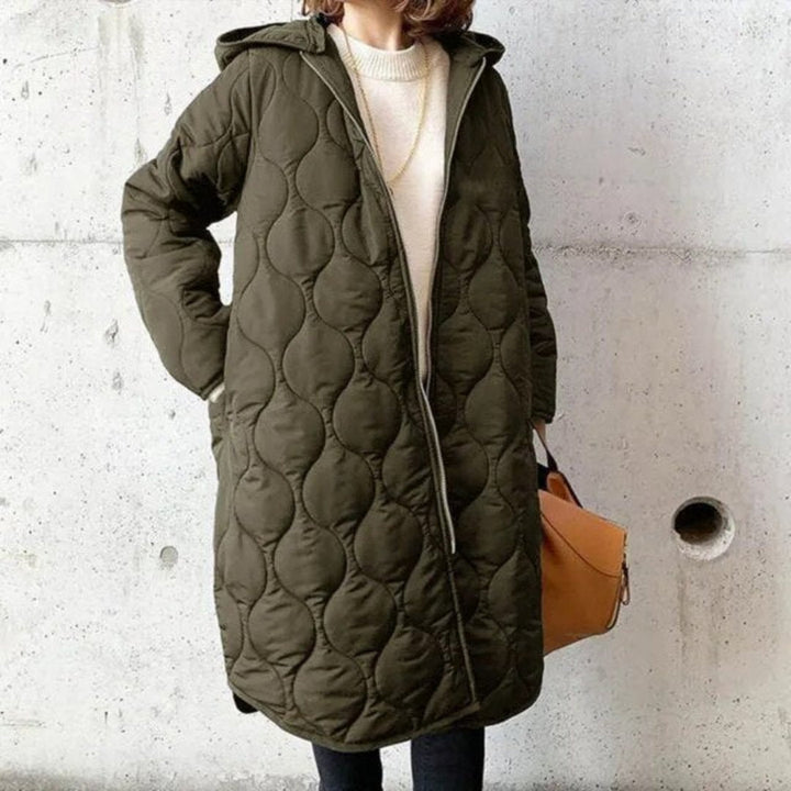 Chaqueta de invierno acolchada para mujer con cremallera | larga