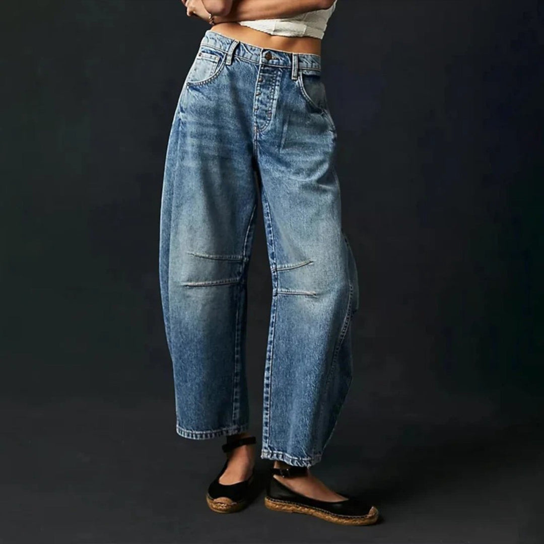 Calista | Pantaloni In Denim Casual A Gamba Larga Per Donna