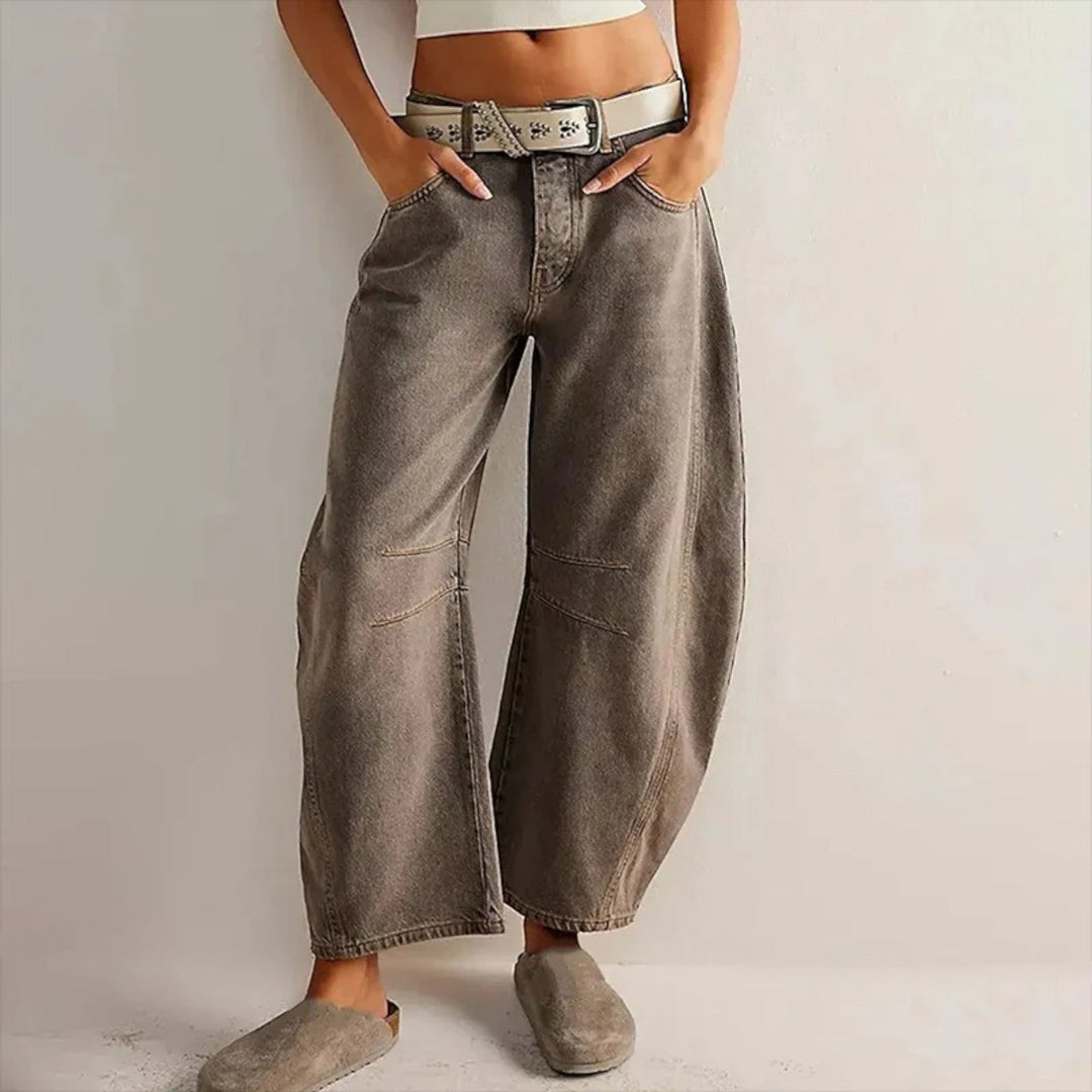 Calista | Pantaloni In Denim Casual A Gamba Larga Per Donna