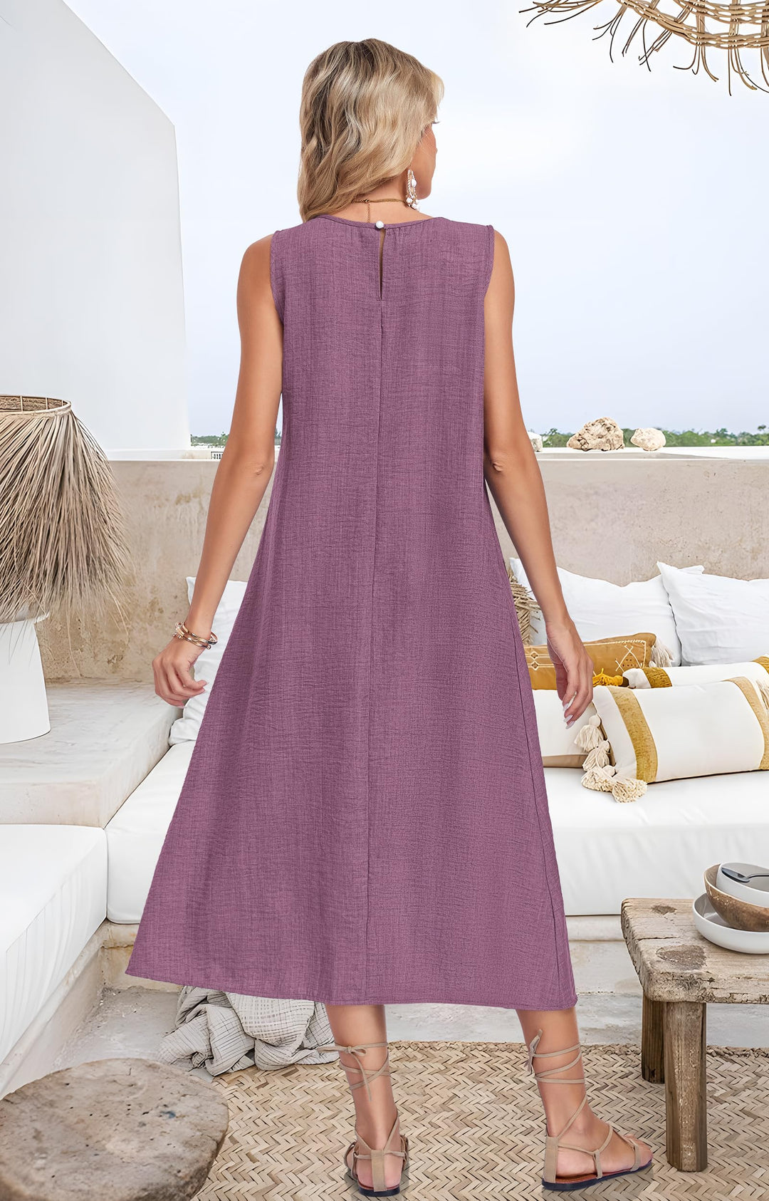 Lirienne Vestito Maxi Donna – Senza Maniche, Linea H & Tasche Casual Estive