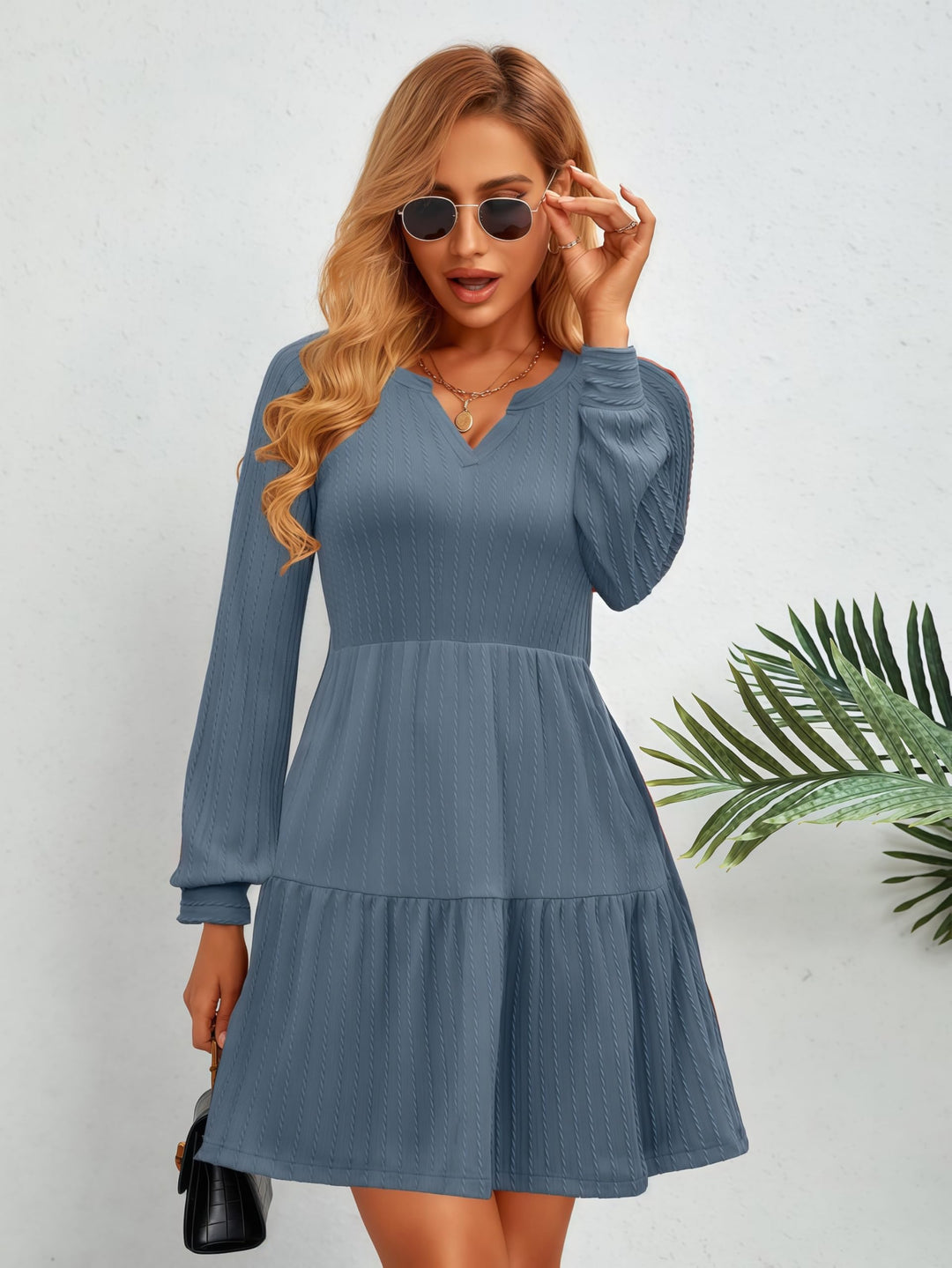 Zephyra Vestito in Maglia Donna – Scollo a V, Maniche Lunghe & A-Line con Tasche