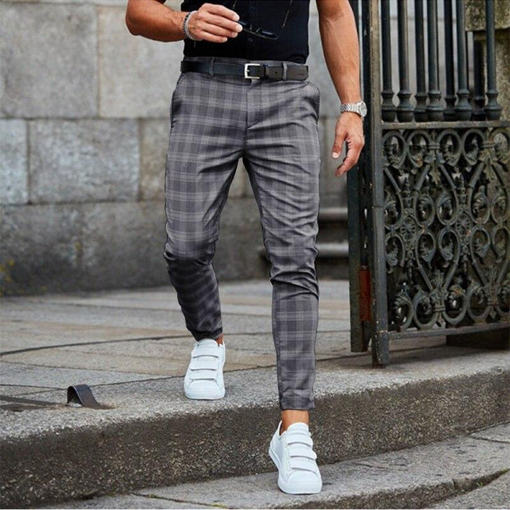 Pantaloni casual cu carouri pentru bărbați | Cu elasticitate