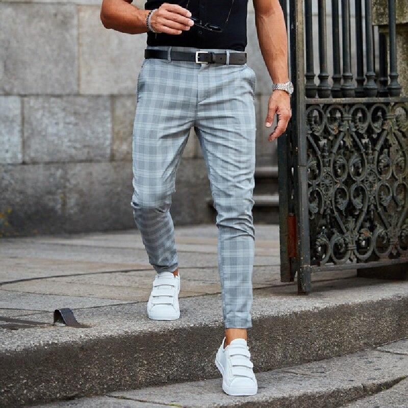 Pantaloni casual cu carouri pentru bărbați | Cu elasticitate