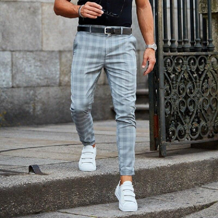 Pantaloni casual cu carouri pentru bărbați | Cu elasticitate
