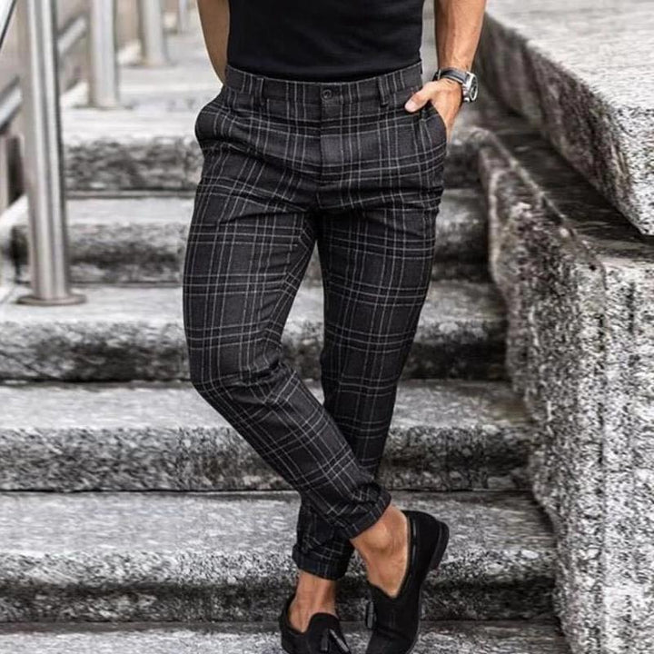 Pantaloni casual cu carouri pentru bărbați | Cu elasticitate