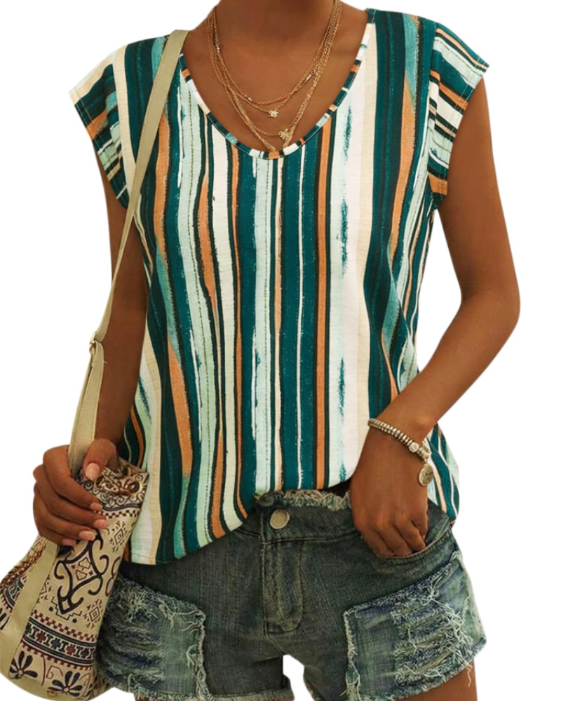 Luma T-Shirt Donna – Scollo a V, Maniche Cap Sleeve & Top Basic Casual Loose Fit