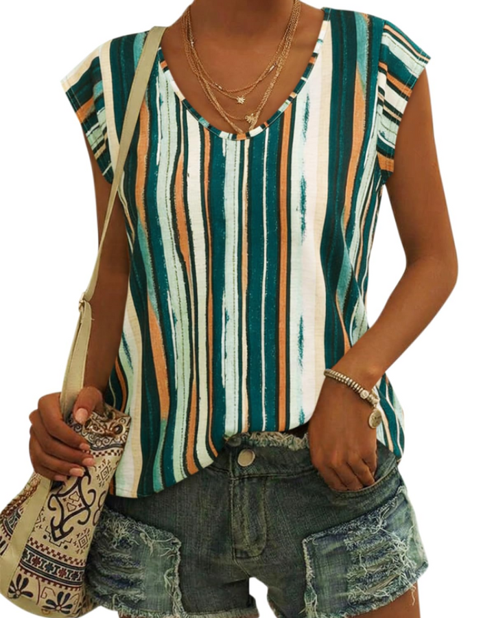 Luma T-Shirt Donna – Scollo a V, Maniche Cap Sleeve & Top Basic Casual Loose Fit