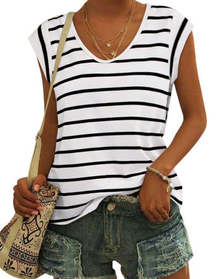 Luma T-Shirt Donna – Scollo a V, Maniche Cap Sleeve & Top Basic Casual Loose Fit
